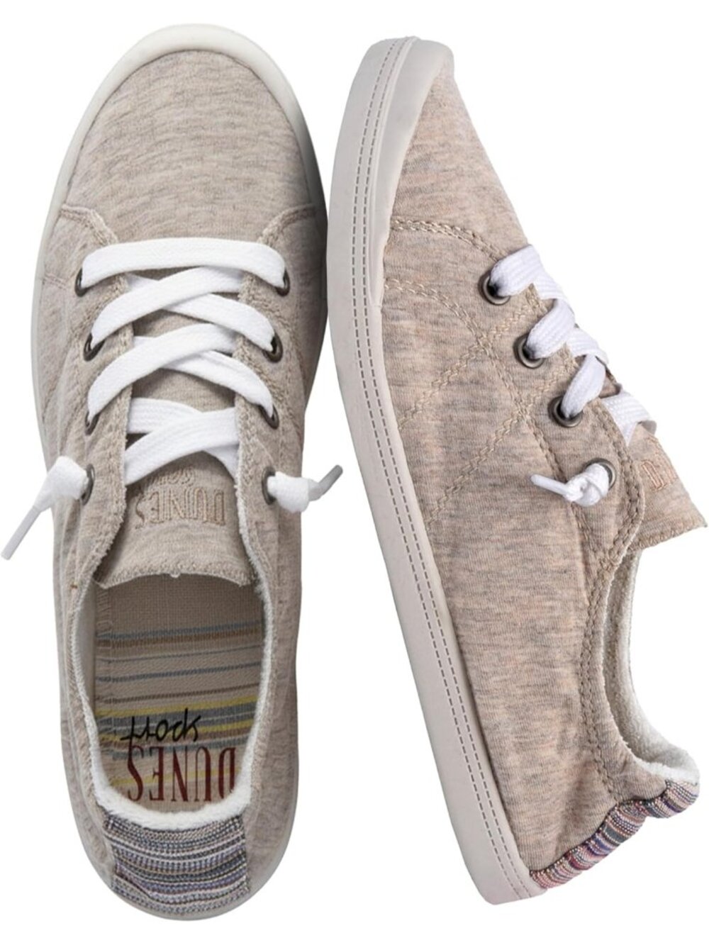 Women's Natural Closed Toe Reesa Canvas Solid Sport Casual Lace-Up Sneaker Shoes